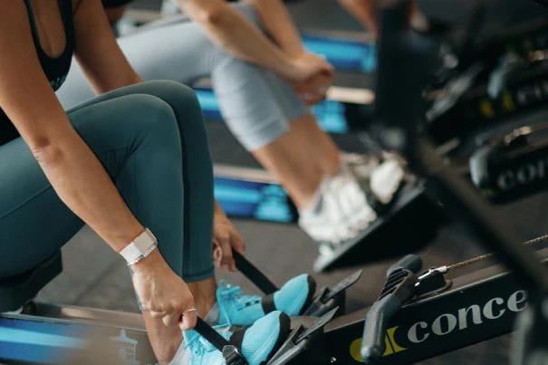 Women working out on strength program